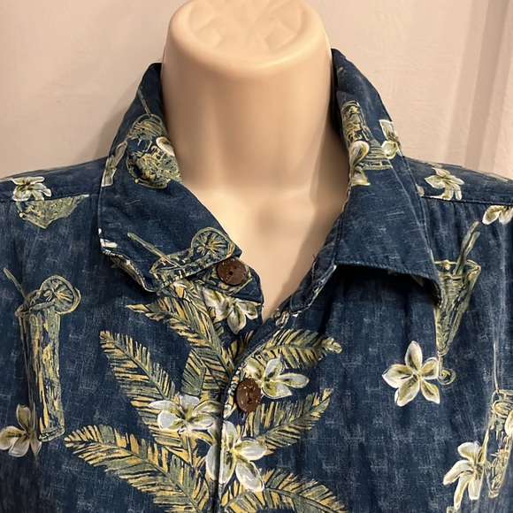 Kahala Hawaiian Islands Floral Shirt Blue Green Rayon Button Men Size XL - Picture 2 of 6